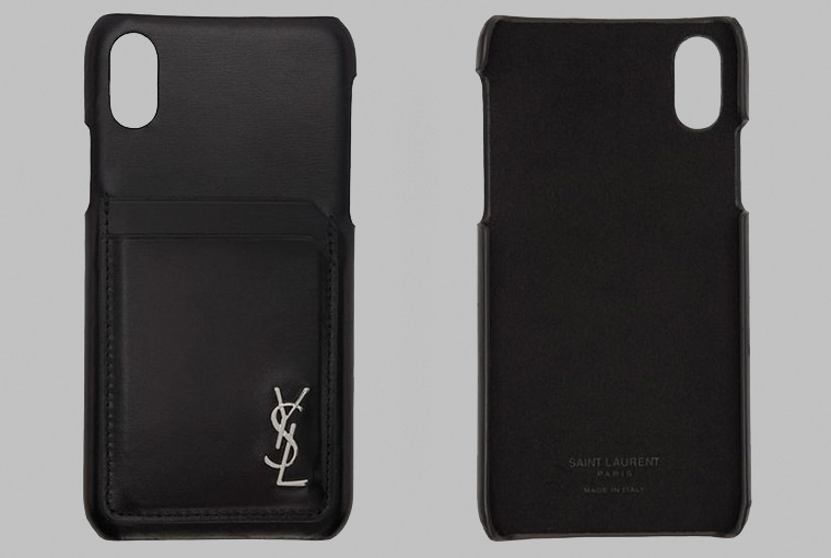 Saint Laurent Black Leather Monogramme iPhone Case